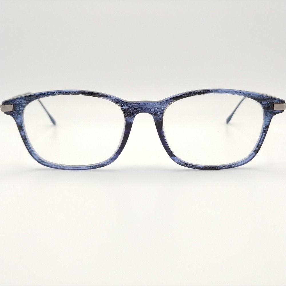 Hugo Boss Eyeglasses Men 140 Blue Woodgrain Rectangular Frame Fair Condition